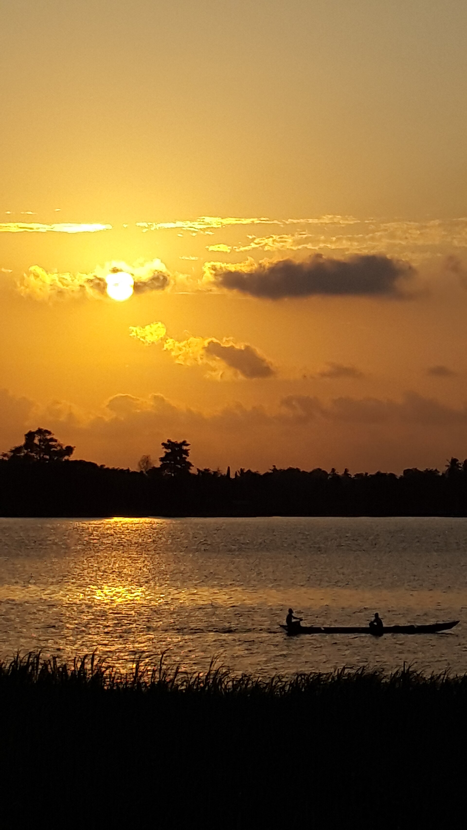 Lower Volta canoe at sunset